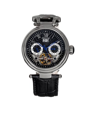 Heritor Automatische Ganzi Semi-Skelet Leerband Horloge
