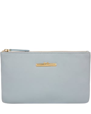 'Arlesey' Cashmere Blue Leather Clutch Bag