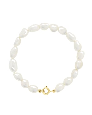 Armband Goud - Rij van Echte Zoetwaterparels Barok 6-7 mm