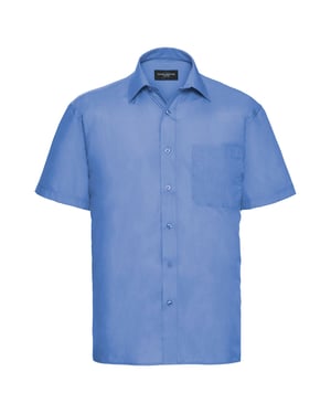 Russell Collection Mens Poplin Easy-Care Short-Sleeved Shirt (Corporate Blue)
