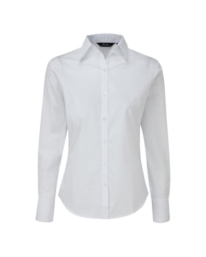 Premier Womens/Ladies Poplin Long-Sleeved Blouse (White)