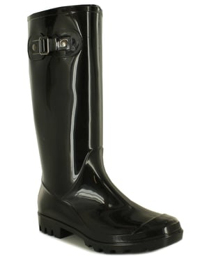 New Ladies/Womens Black Long Leg Wellington Boots With Cleat Sloe