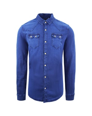 Scotch & Soda Regular Slim Fit Shirt Long Sleeve Blue Mens Top