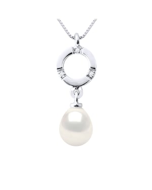 Diamond Pendant 0.010 Cts Gekweekte Pearl Zoetwater 7-8mm White Pear White Gold