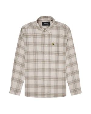 Lyle & Scott beige flanellen overhemd met tonale ruit en lange mouwen