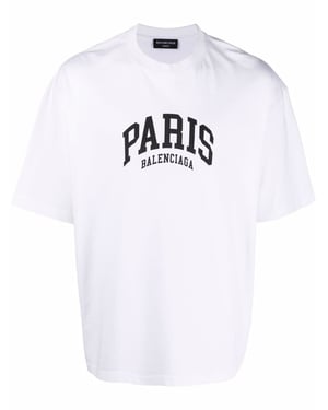 Balenciaga Paris Logo Cotton T-shirt White