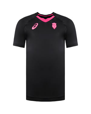Asics SF Stade Francais Mens Black Rugby Shirt