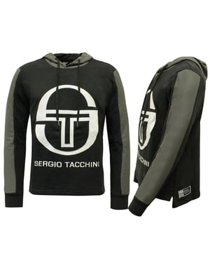 Sergio Tacchini Graphic Logo Long Sleeve Pullover Black Mens Hoodie 37665 177