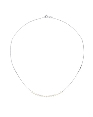 Necklace Curb ChainPearls - 15 Real Cultured Freshwater Pearls Round 3-4 mm