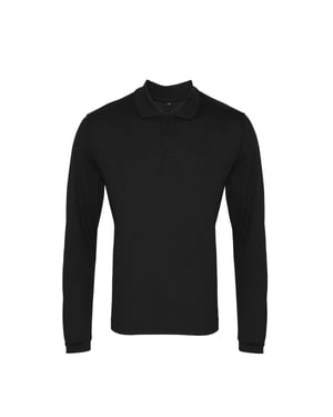 Premier Heren Coolchecker Pique Poloshirt met lange mouwen (Zwart)