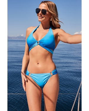 Blue Ombre Ring Detail Bikini Bottoms