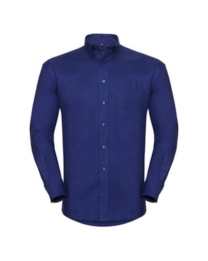 Russell Collection Mens Long Sleeve Easy Care Oxford Shirt (Bright Royal)