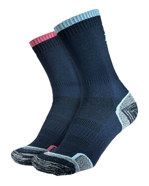 1000 Mile - 2 Pack Ladies Walking Single Layer Breathable Padded Socks - Navy