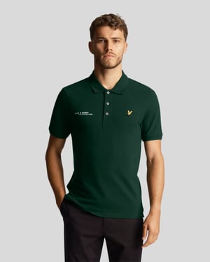 Lyle & Scott donkergroen poloshirt met gecoordineerde print en korte mouwen