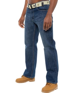 Enzo | Heren Regular Fit Denim Jeans Met Riem - Blauw