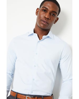 Blue Tailored Fit Long Sleeve Easy Iron Shirt