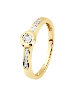 Diamant Solitaire med stöd 0,060 Cts Illusion 0,50 Cts Gul Guld