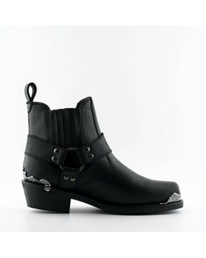 Grinders Mens Black Cowboy Biker Boots- Eagle Lo
