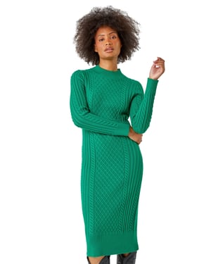 Cable Knit Midi Jumper Dress