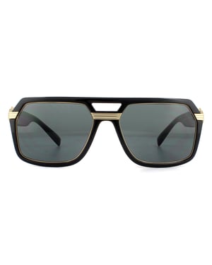 Versace Square Mens Black Dark Grey Sunglasses