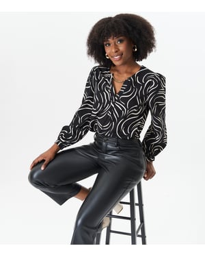 Black Stripe Woven Top
