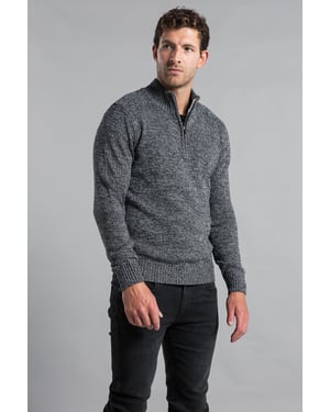 Black Recycled Cotton Blend 1/4 Zip Twist Jumper