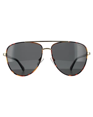 Polaroid Aviator Unisex Gold Havana Grey Polarized Sunglasses