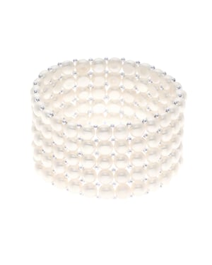 Manchet armband 5 Rijen Zoetwater Pearl White 925