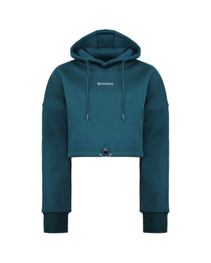 BoxRaw Johnson Womens Teal Cropped Hoodie