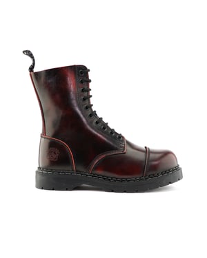 Grinders Unisex Wine Leather Steel Toe Cap Lace Up Boots - Stag ACS