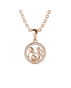 Aquarius Zodiac-hänge - roséguld och kristall