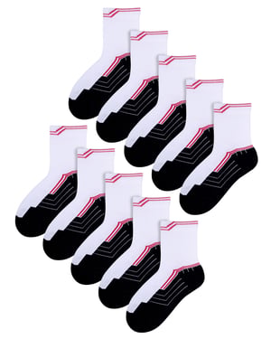10 Pair Multipack Boys PE Socks | Steven | Breathable Low Cut White Sport Socks for Kids - Style 1