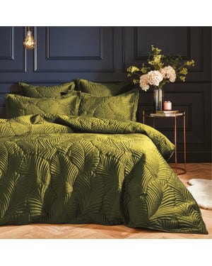 Paoletti Palmeria Quilted Velvet Duvet Cover Set