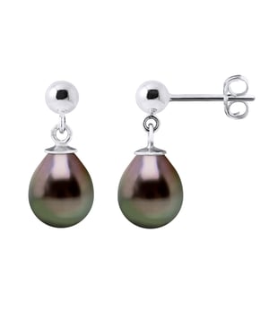 Dangle Oorbellen Tahitian Pearls Pears 8-9 mm - White Gold