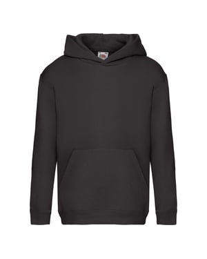 Fruit Of The Loom Kinder Unisex Premium 70/30 Sweatshirt met Capuchon / Hoodie (Zwart)