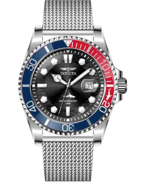 Invicta Pro Diver 47176 Heren Horloge - Quartz Uurwerk - Roestvrij Staal met zwarte Wijzerplaat - 43mm