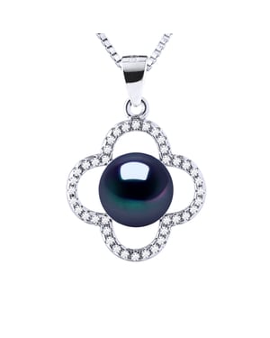 Clover Ketting Zoetwaterparel 9-10 mm Black 925