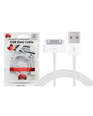 GVC USB To 30 Pin Connector Data Cable For Syncing & Charging, 1 Metre - White