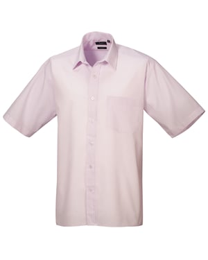 Premier Heren Korte Mouw Formele Poplin Gewoon Werk Shirt (Roze)