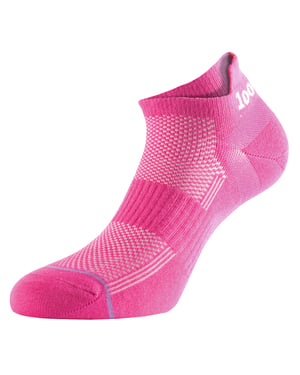 1000 Mile - Ladies Ultimate Low Cut Double Layer Moisture Wicking Trainer Socks - Hot Pink