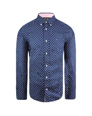 Eden Park Paris Oval Flowers Mens Navy Shirt