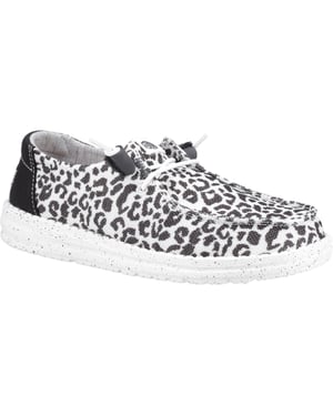 HEYDUDE Wendy Leopard Cotton Blend zwart/grijze damesschoenen