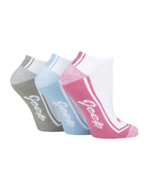 Ladies Performance Trainer Socks | Jeep | Breathable Thick Outdoor Cushioned Low Cut Socks with Arch supports - White