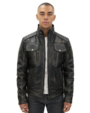 Men's Vintage Leather Biker Jacket-Cape Town