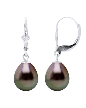 Drop Earrings Tahitian Parels 9-10 mm Pear White Gold