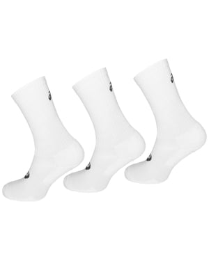 Asics 3-Pack Solid Mens White Crew Socks