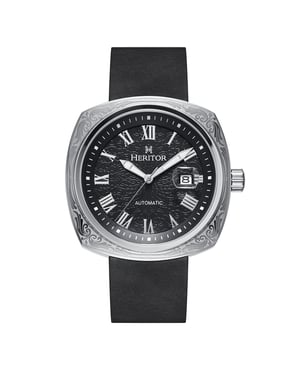 Heritor Automatic Davenport horloge met gegraveerde leren band en datum