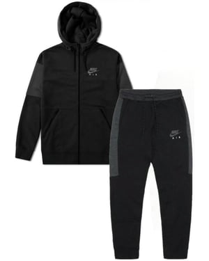 Nike Air heren fleece trainingspak volledige set in zwart