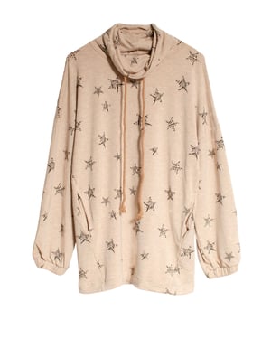 Star Print Funnel Neck Top