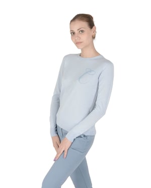 Crown Of Edinburgh Cashmere Long Sleeve Art 004 Light Blue Letter C